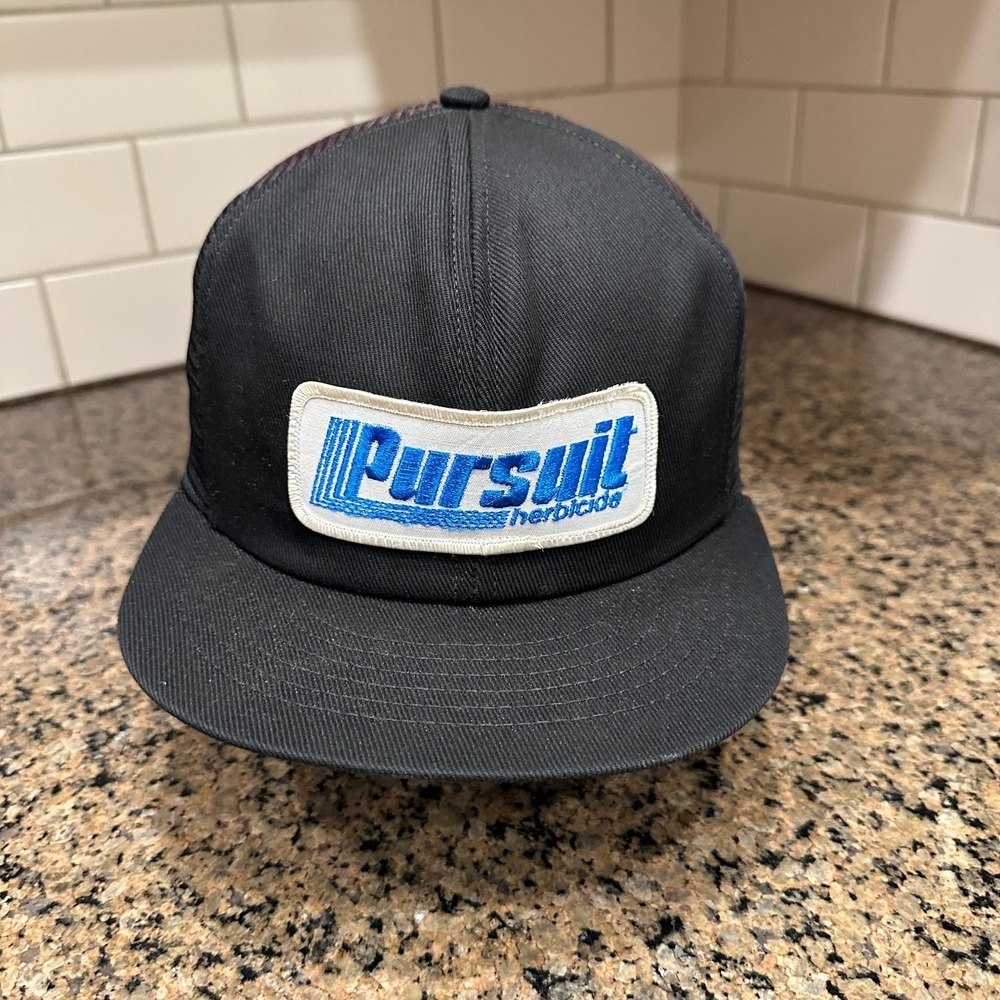 Swingster Pursuit Herbicide Trucker Hat Men's Black Adjustable Snapback Vintage